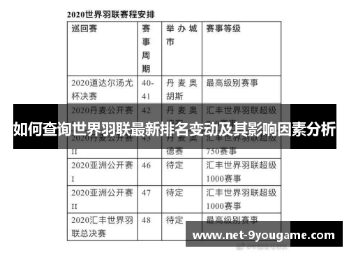 如何查询世界羽联最新排名变动及其影响因素分析